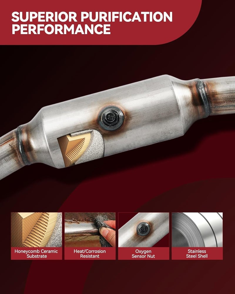 AUTOSITY High Flow Catalytic Converter for 1996-2000 Cherokee 2.5L/ 4.0L, 1996-1998 Grand Cherokee 4.0L/5.2L, 1998 Grand Cherokee 5.9L, Automotive Replacement Catalytic Converters (EPA Compliant) - Image 3